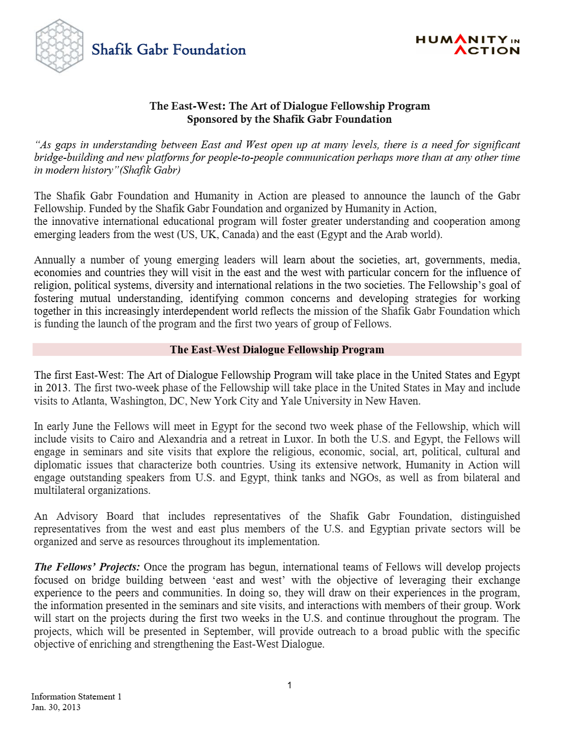 Launch of the Gabr Fellowship program