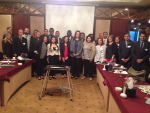 Dr Hala El Saeed with Fellows after a session on Egypt's economy