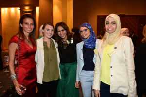 Ms. Samia Bayou with 2016 Gabr Fellows Abby Wiedenhaefer, Hadeel Adel, Chaza Abou Daher, and Nayra Gadallah