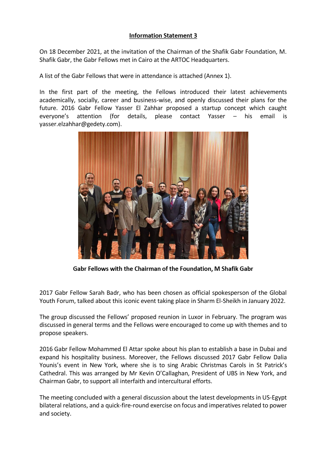 Information Statement #3 12/2021