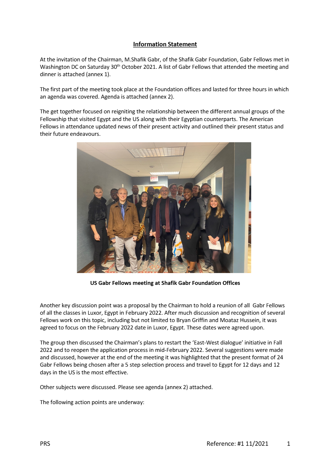 Information Statement #1 11/2021