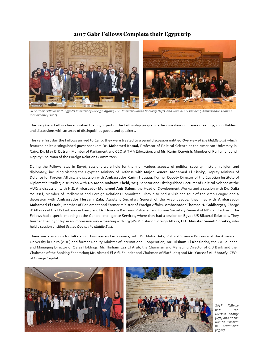 Fellows complete their Egypt trip