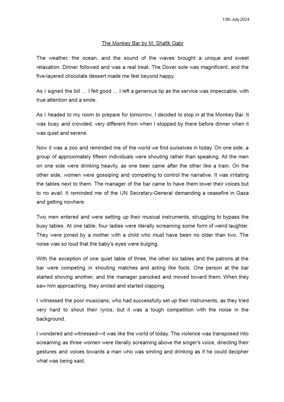 The Monkey Bar by M. Shafik Gabr