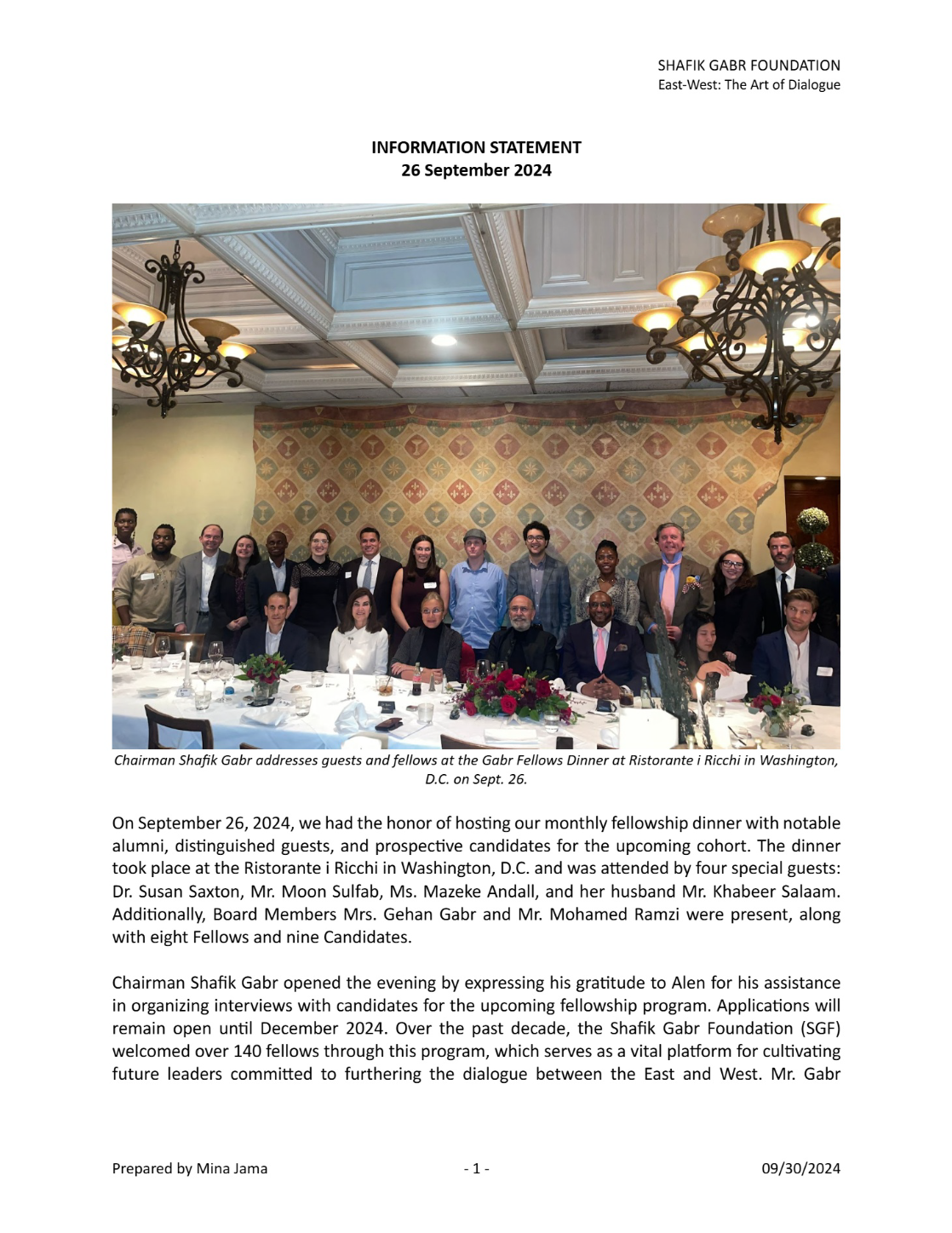 Information Statement 26th September 2024