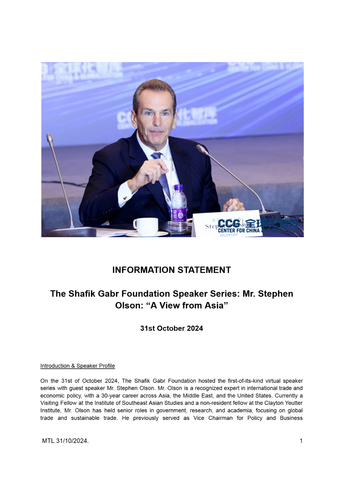 Information Statement 31st October 2024