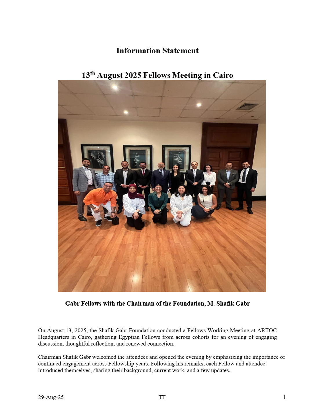 Information Statement 13th August 2025