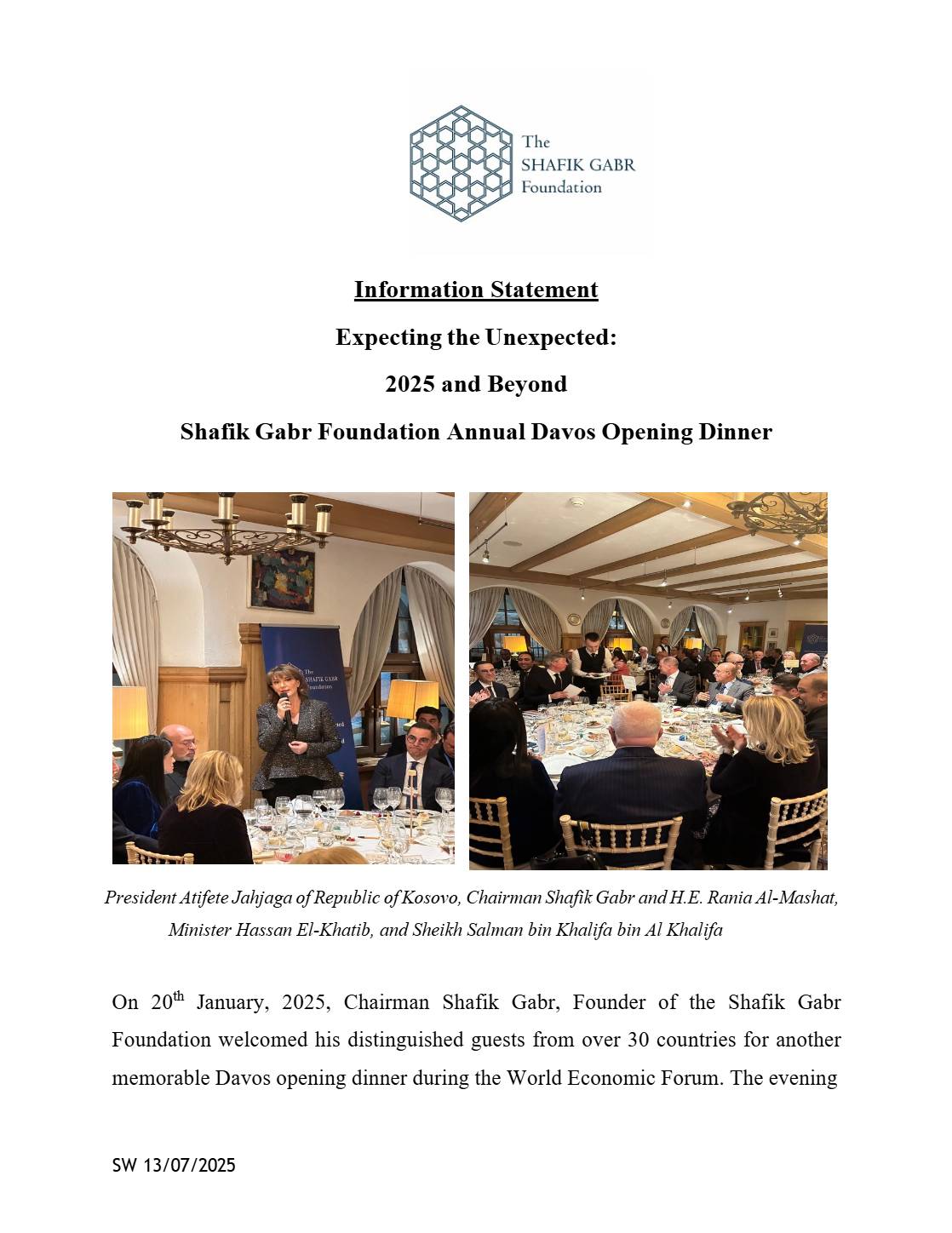 Information Statement 20th January 2025