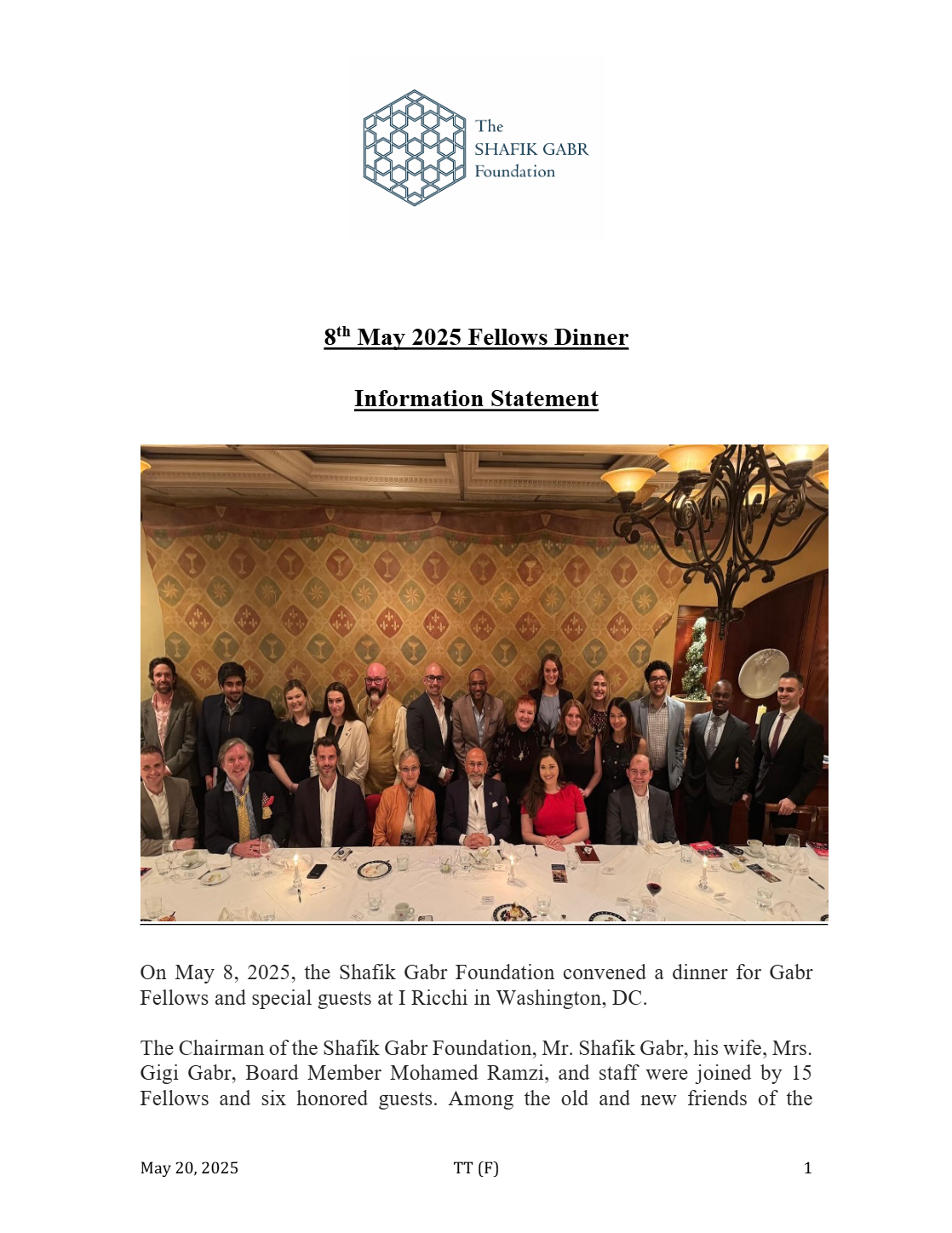 Information Statement 8th May 2025